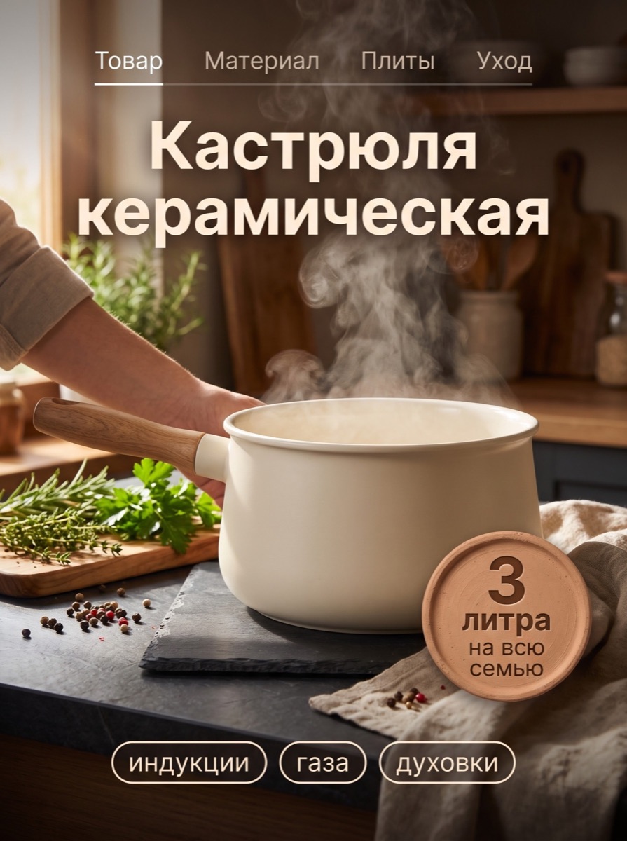 Кухня в действии — шаблон карточки товара, категория «Товары для дома»