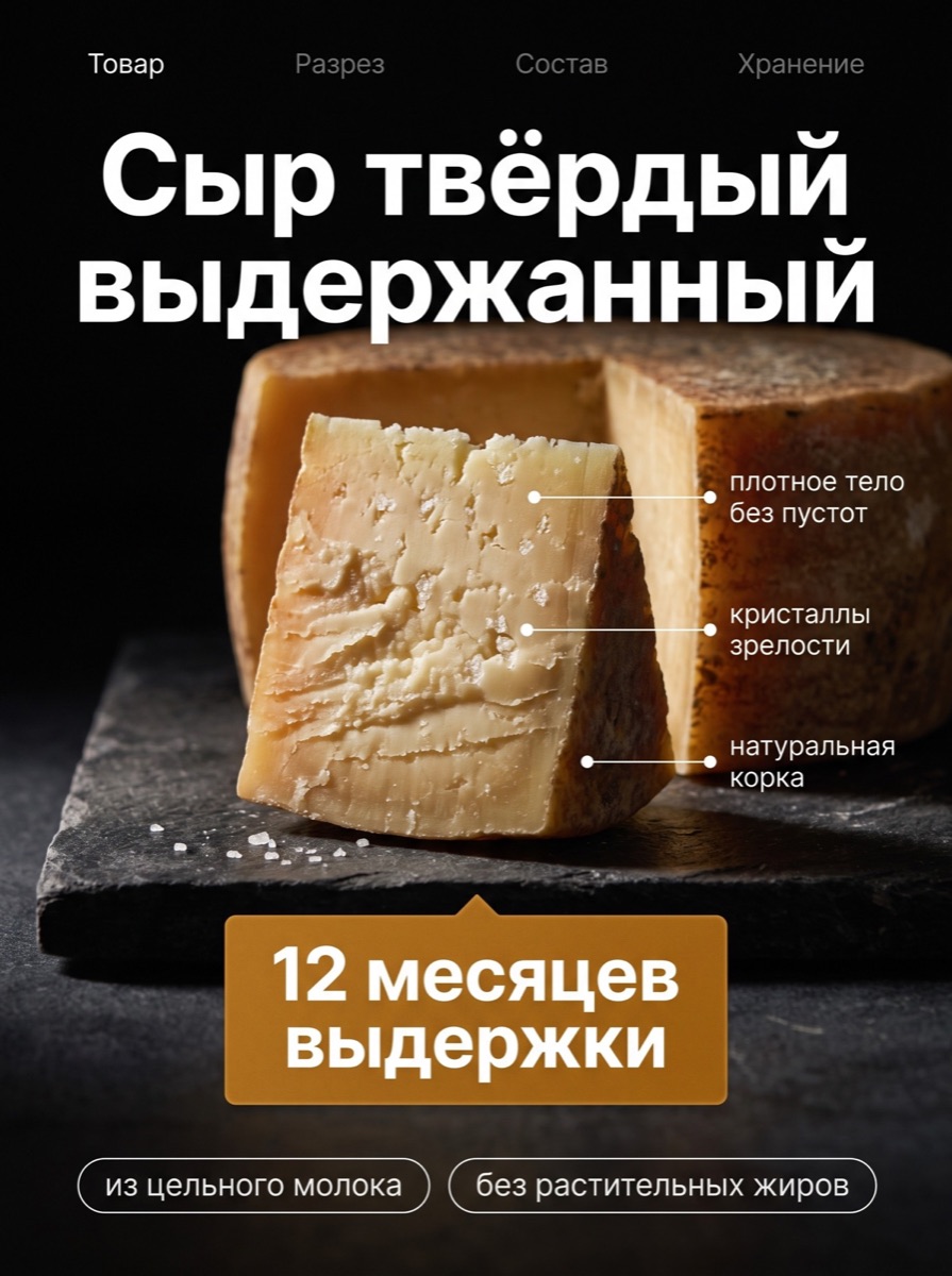 Разрез — шаблон карточки товара, категория «Продукты»
