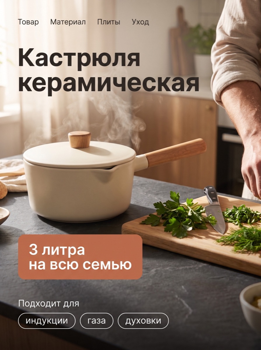 Кухня в действии — шаблон карточки товара, категория «Товары для дома»